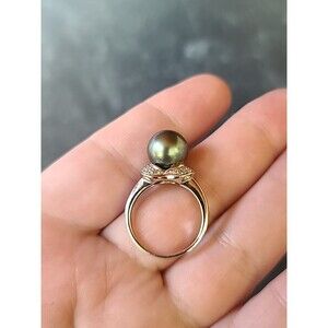 925 Sterling Silver Faux Pearl CZ Ring, SIZE US 6.5 Vintage